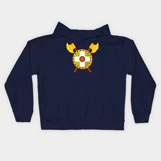 Viking Axe and Shield Emblem Kids Hoodie by RageRabbit